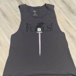 Disney Parks Malificent Bird With Staff Fools! Sleeveless Graphic Tank Top